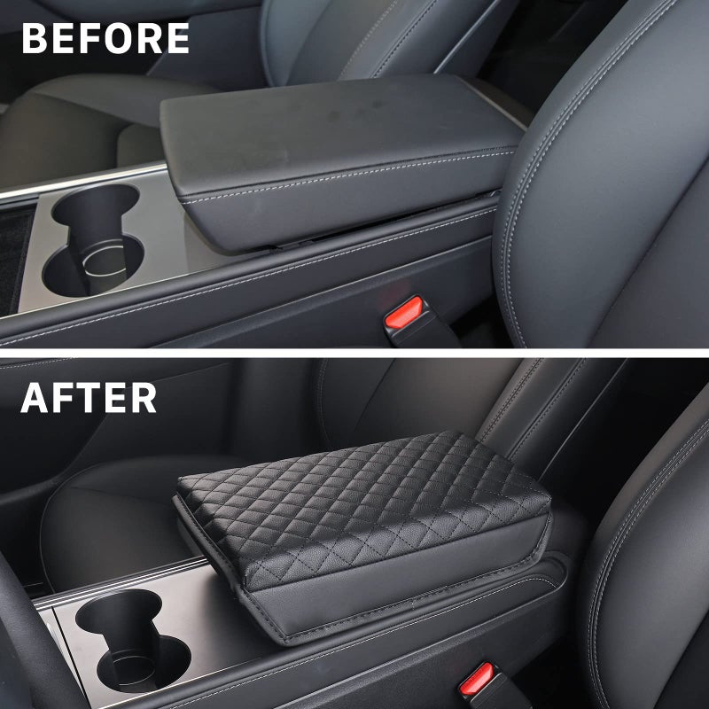 Carwiner Center Console Cover for Tesla Model 3 Model Y  PU Leather Armrest Box Cushion Protector Accessories - Image 2